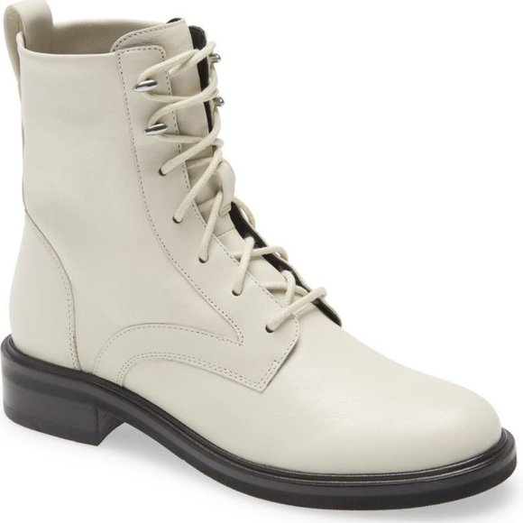 $550 RAG & BONE Slayton Combat Boot EDGY LEATHER ANTIQUE WHITE 38.5 (D11) - Picture 1 of 12